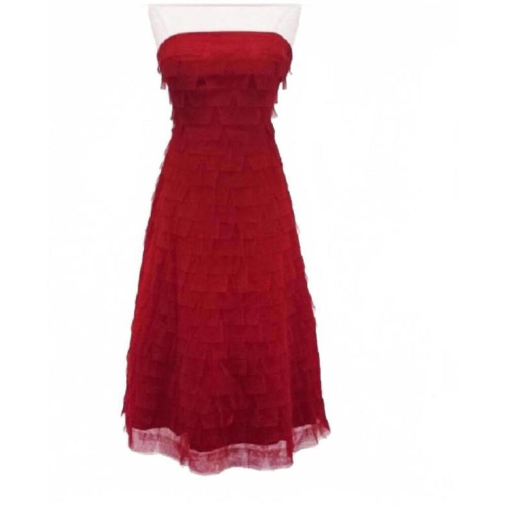 BCBG Max Azria elegant red dress with tulle petals size 6 #1144